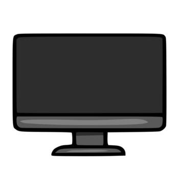 A simple illustration of a dark grey computer monitor with a blank screen, perfect for website design or presentations, showcasing a minimalist and modern aesthetic. vector