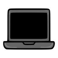 A simple illustration of a closed laptop, depicted in grayscale with a minimalist design, emphasizing its clean lines and flat style. vector
