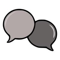 illustration of two overlapping speech bubbles in gray and dark gray tones, featuring a bold black outline and subtle highlight effects for a modern communication design. vector
