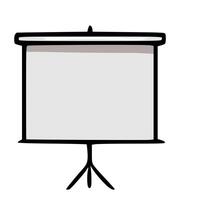 Simple illustration of a projector screen on a tripod stand, perfect for presentations or educational materials. vector