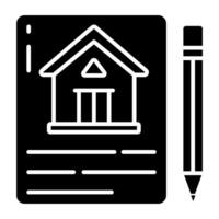 Editable glyph icon of contract paper vector