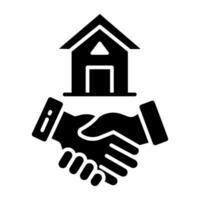 Premium glyph download icon of home deal vector