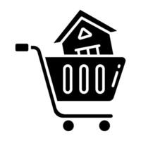 Creative glyph icon of home shopping vector
