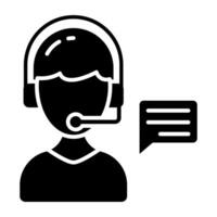 A Glyph icons design of customer service representative vector