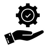 Gears on hand, icon of service vector