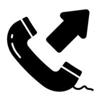 A solid design icon of outgoing call vector