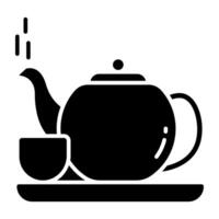 An editable solid design icon of tea kettle vector