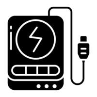 A unique solid design icon of power bank vector