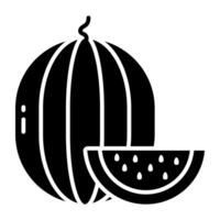 Summer juice fruit icon, solid design of watermelon vector