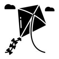 An editable solid design icon of kite vector