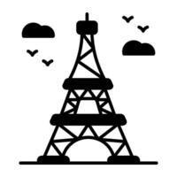 Modern solid design icon of Eiffel tower vector