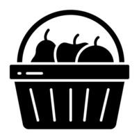 Conceptual solid design icon of fruits basket vector