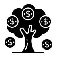 A A perfect solid design icon of dollar tree vector