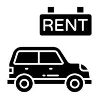 Conceptual solid design icon of car for rent vector