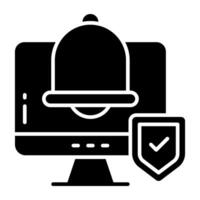 A glyph design icon of alarm vector