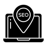 Editable solid icon of seo location vector