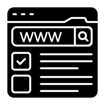 sólido diseño icono de web navegador, buscar caja vector