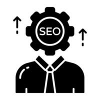 A solid design icon of seo manager vector