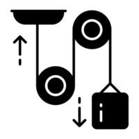 A solid design icon of pulley vector
