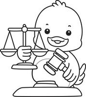 Outline of duck bring a hammer and scales. Coloring pages of Funny baby Duck animal series. vector