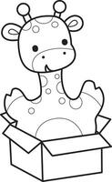 Outline of giraffe in the box. Coloring pages of cute giraffe. vector