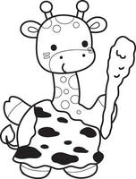 Outline of giraffe like an ancient. Coloring pages of cute giraffe. vector