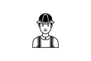 A man in a hard hat and overalls icon vector