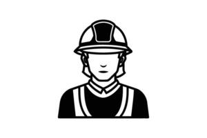 A black and white icon of a man in a hard hat vector