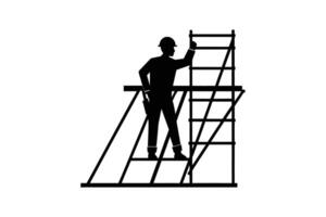 A silhouette of a man on a ladder vector