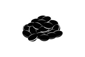 A pile of black beans on a white background vector