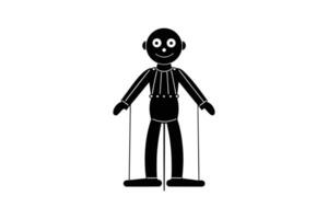 A black and white illustration of a man with a rope vector