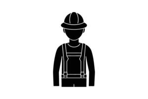 A black and white silhouette of a man in overalls vector