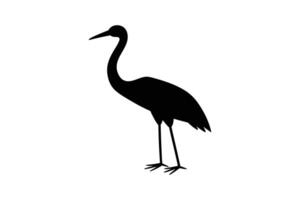 A black silhouette of a crane standing on a white background vector