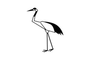 A black and white drawing of a crane vector