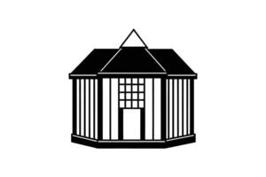 A black and white illustration of a house with a window vector