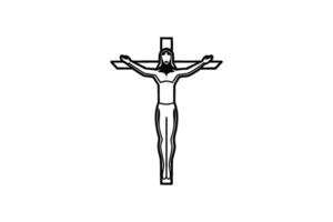 A black and white drawing of a man on the cross vector