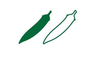 Two green peppers on a white background vector