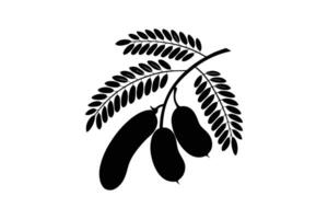 A black and white illustration of a plant with leaves vector