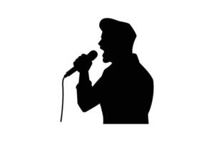 A silhouette of a man singing into a microphone vector
