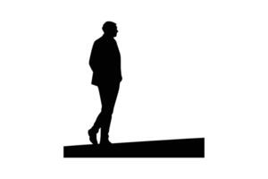 Silhouette of man walking on white background vector