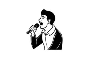A man singing into a microphone vector
