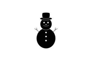 A black and white snowman with a top hat vector