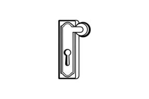 A black and white drawing of a door handle vector