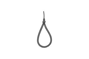 A drawing of a rope hanging from a hook vector
