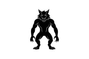 Werewolf silhouette on white background vector