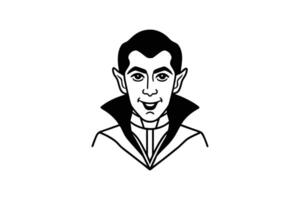 A black and white drawing of a vampire vector