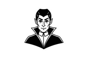 A black and white image of a vampire vector