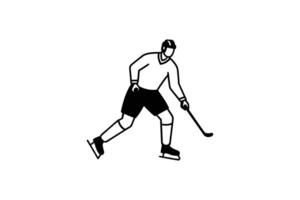 Hockey Player in Action Silhouette Style on White Background vector