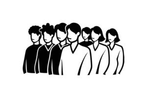 Diverse Group of People Standing Together in Silhouette Style silhouette vector