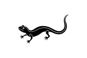 Lizard Walking Silhouette on White Background Simple Design vector